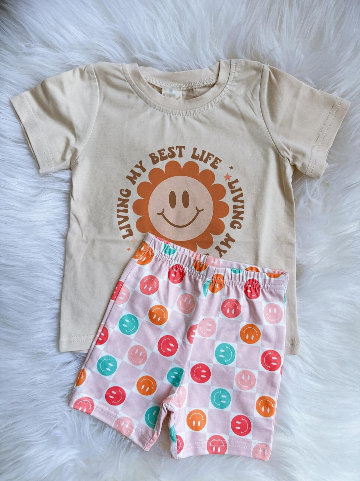 Baby Girls Living Life Shirt Smile Shorts Outfits Clothes Sets Preorder