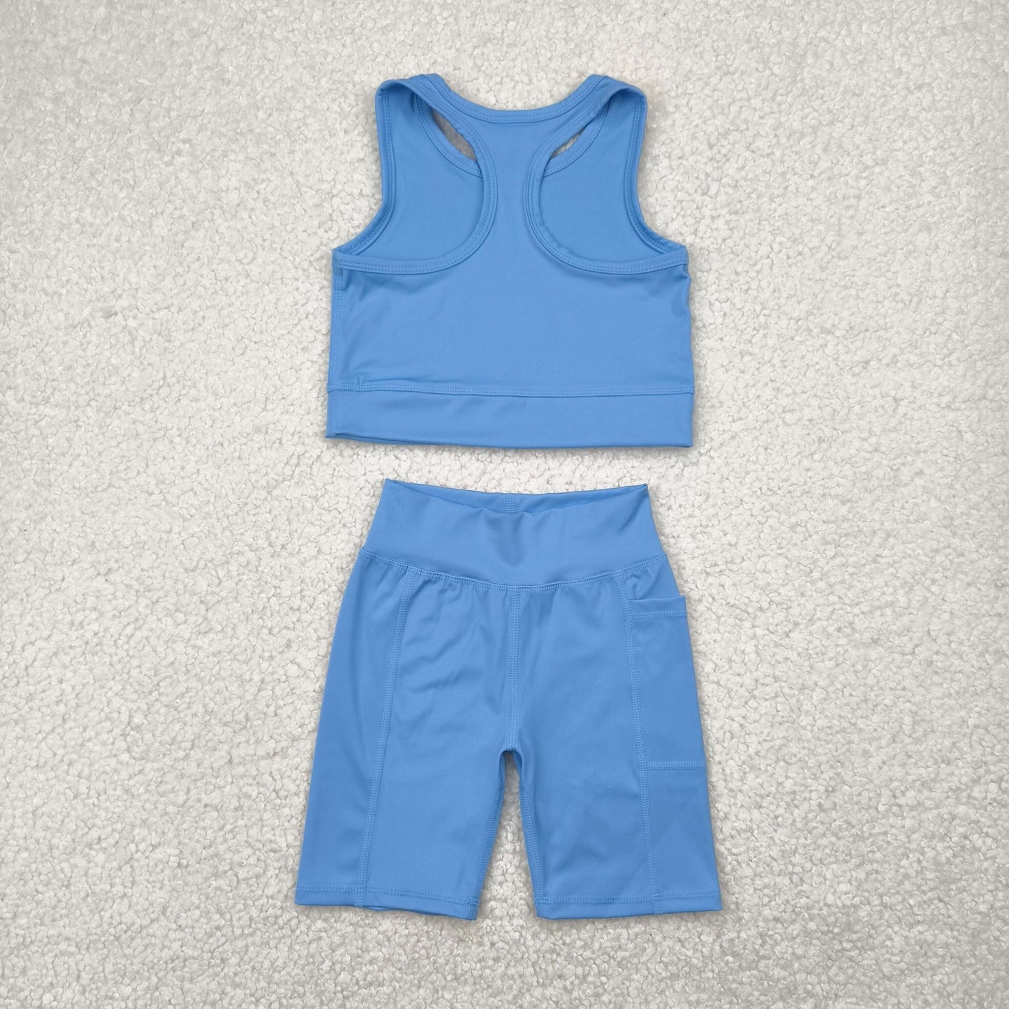Baby Girls Blue Athletic Active Wear Top Shorts Clothes Sets