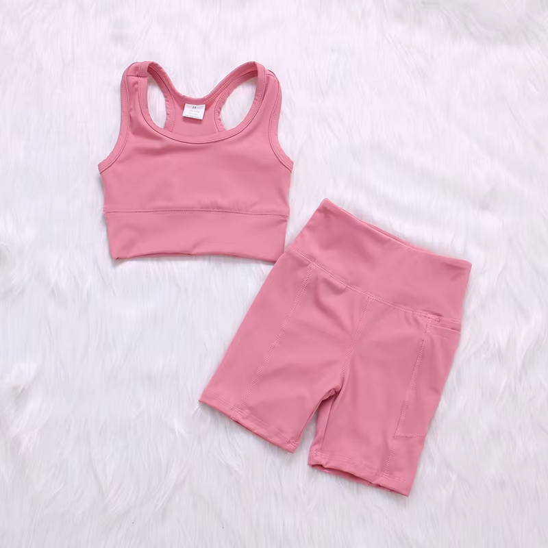 Baby Girls Coral Athletic Active Wear Top Shorts Clothes Sets Preorder