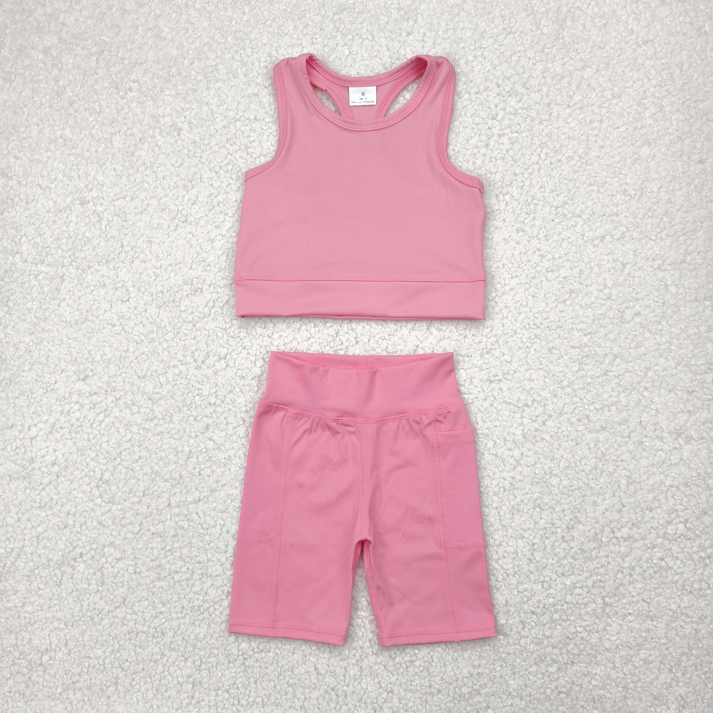 Baby Girls Pink Athletic Active Wear Top Shorts Clothes Sets