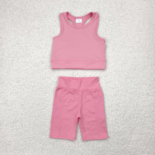 Baby Girls Pink Athletic Active Wear Top Shorts Clothes Sets