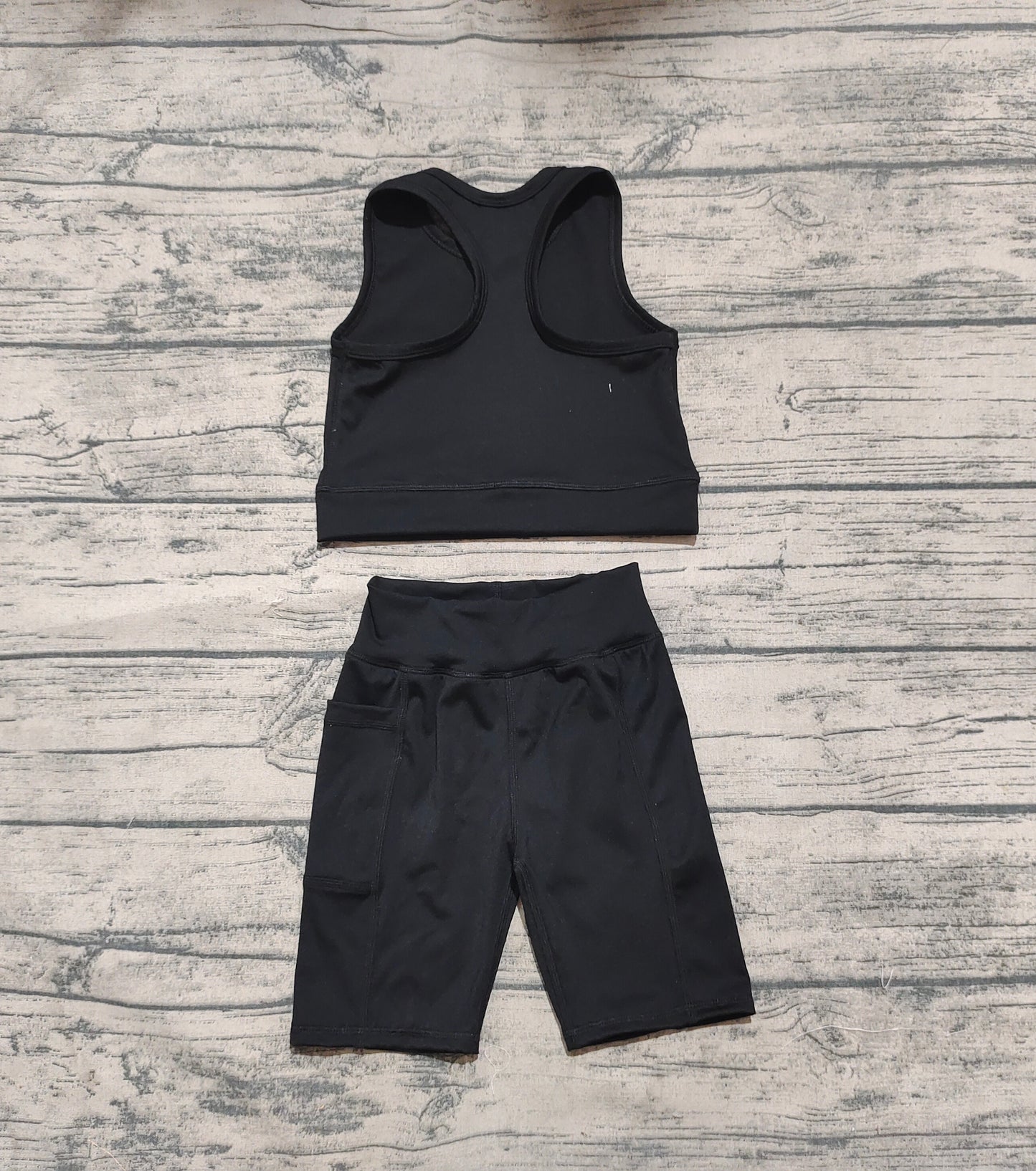 Baby Girls Black Athletic Active Wear Top Shorts Clothes Sets