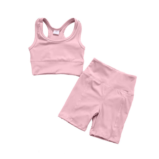 Baby Girls Pink Athletic Active Wear Top Shorts Clothes Sets Preorder