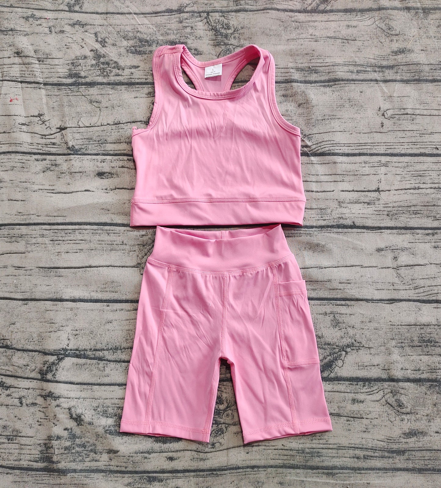 Baby Girls Pink Athletic Active Wear Top Shorts Clothes Sets