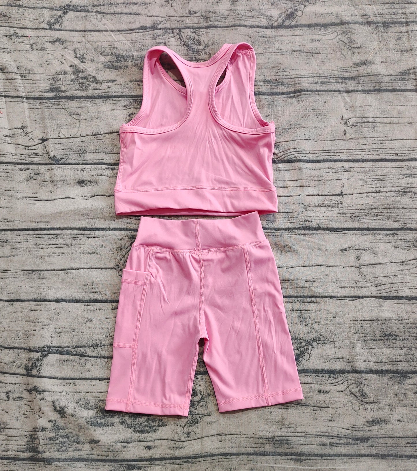 Baby Girls Pink Athletic Active Wear Top Shorts Clothes Sets