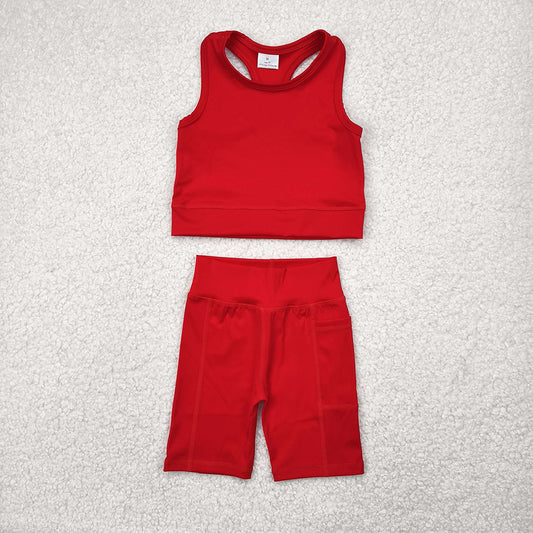 Baby Girls Red Athletic Active Wear Top Shorts Clothes Sets