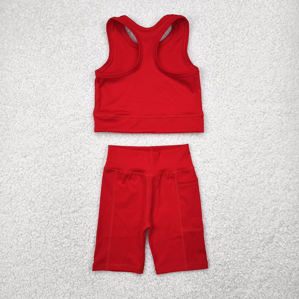 Baby Girls Red Athletic Active Wear Top Shorts Clothes Sets