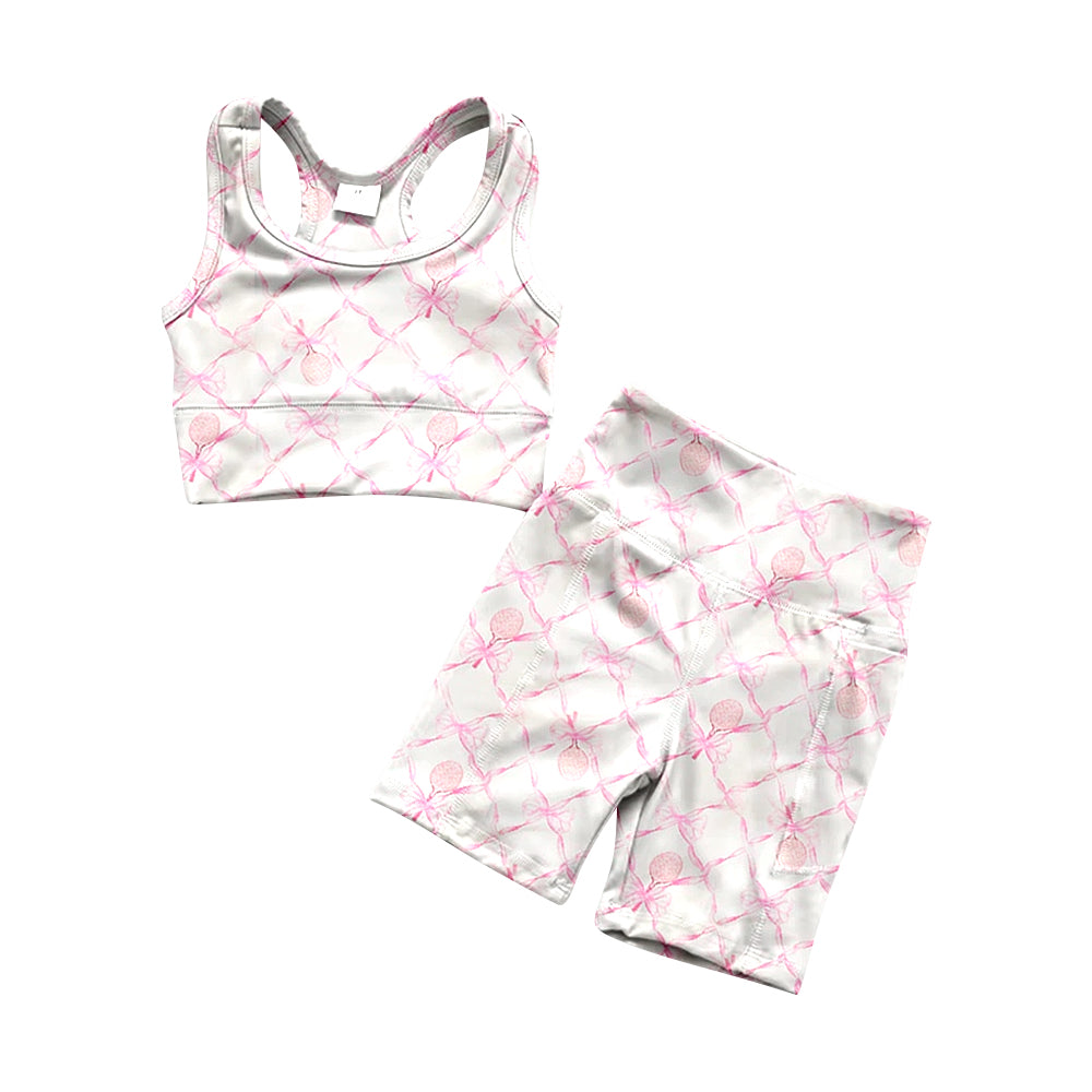 Baby Girls Pink Tennis Bow Yoga Vest Short Active Wear Clothes Sets Preorder