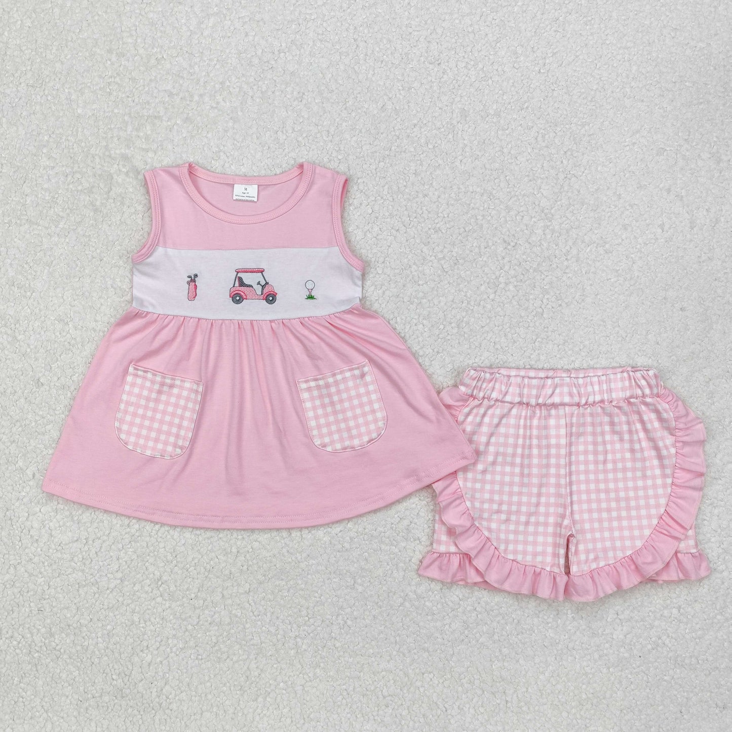 Sibling Baby Girls Embroidery Golf Shirts Top Ruffle Shorts Summer Clothes Sets
