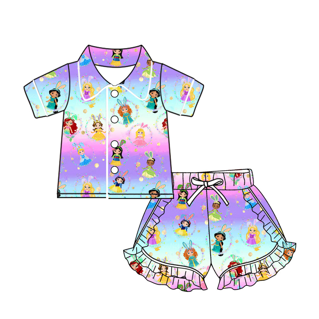 Baby Girls Easter Princess Rabbits Top Shorts Pajamas Clothes Sets Preorder