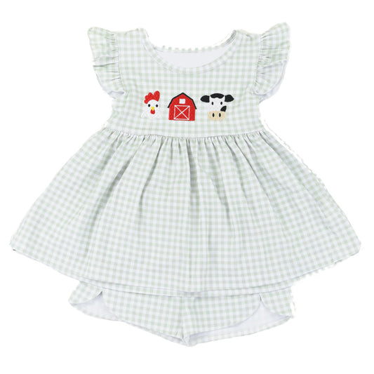 Baby Girls Farm House Cow Tunic Shorts Clothes Sets Preorder