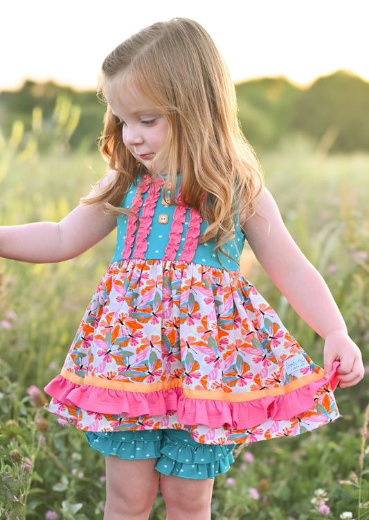 Baby Girls Butterfly Ruffle Tunic Summer Shorts Clothes Sets Preorder