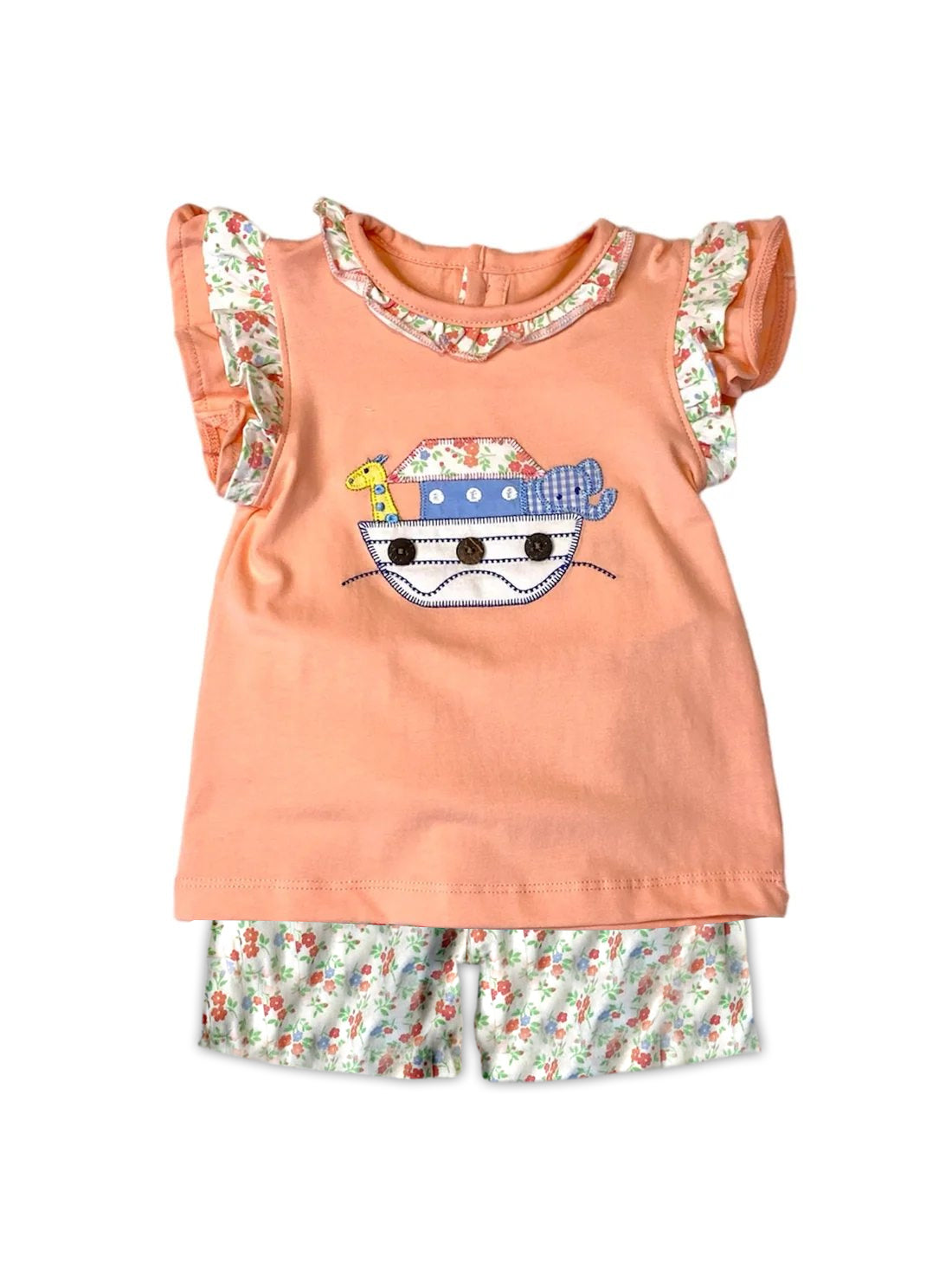 Baby Girls Animal Boats Shirts Small Flowers Shorts Clothes Sets Preorder