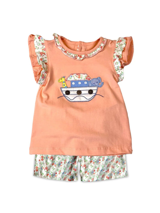 Baby Girls Animal Boats Shirts Small Flowers Shorts Clothes Sets Preorder