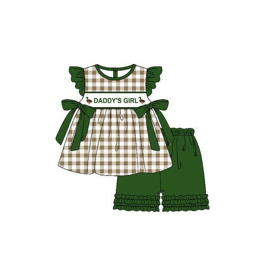 Baby Girls Daddy's Girl Ducks Checkered Tunic Ruffle Shorts Clothes Sets Preorder