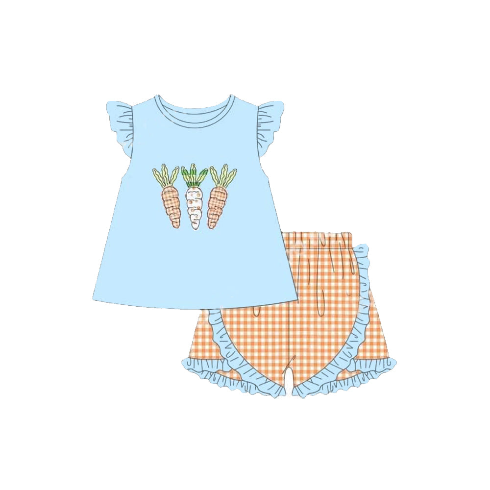 Baby Girls Carrots Easter Tunic Ruffle Shorts Clothes Sets Preorder