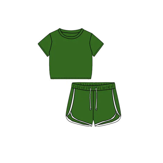Baby Girls Green Shirt Top Sports Shorts Clothes Sets Preorder