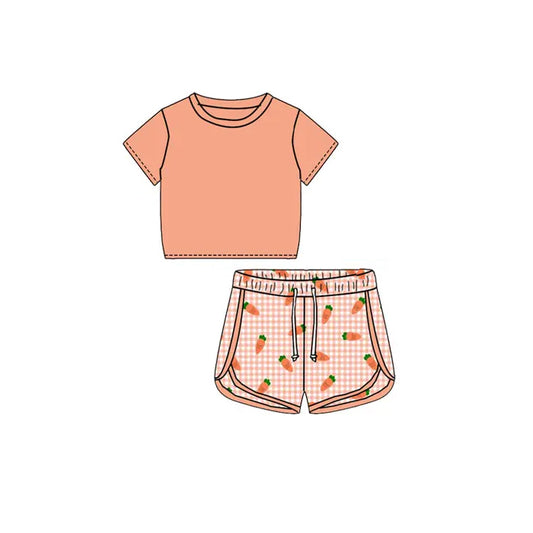 Baby Girls Orange Shirt Top Easter Carrots Sports Shorts Clothes Sets Preorder