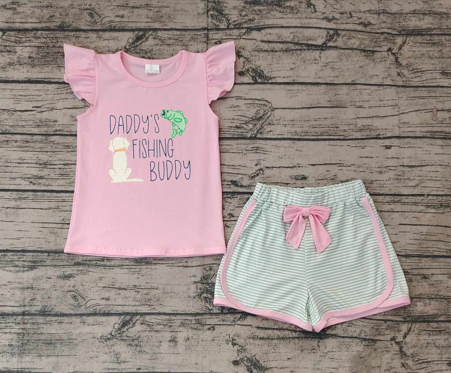 Baby Girls Daddy's Fishing Buddy Tops Shorts Clothes Sets Preorder