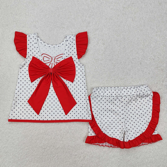 Baby Girls Baseball Bow Tunic Ruffle Shorts Clothes Sets