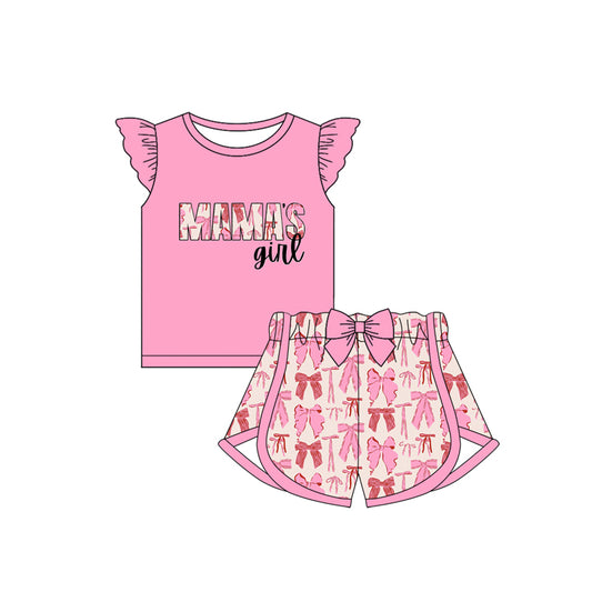 Baby Girls Mama's Girl Bow Shirts Bow Shorts Clothes Sets Preorder