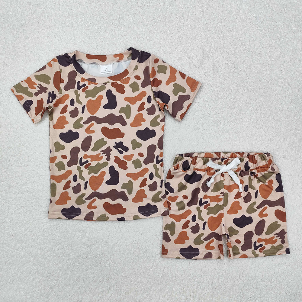 Sibling 3 Colors Baby Boys Camouflage Hunting Shirt Shorts Outfits Sets