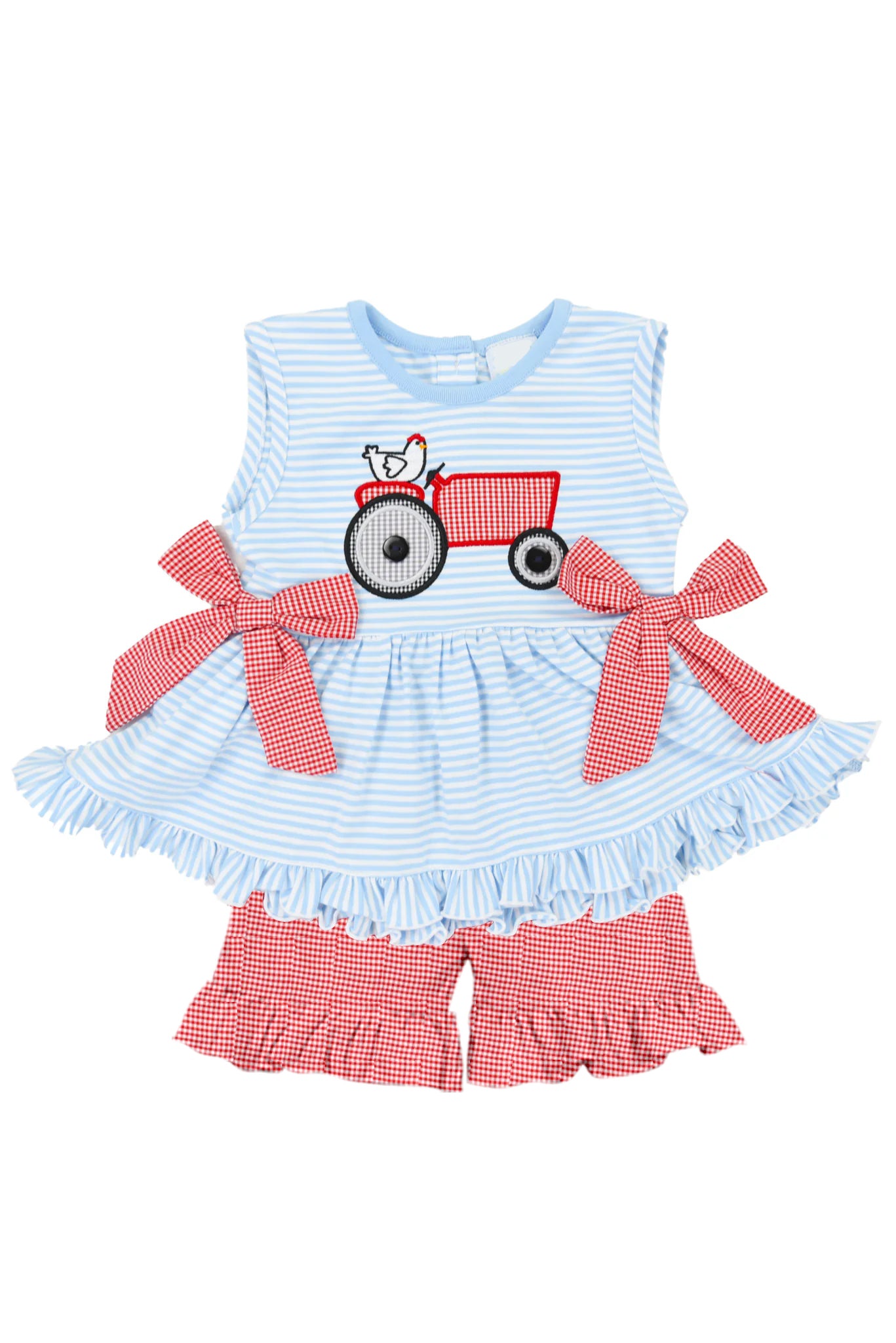 Baby Girls Farm Chicken Bow Tunic Ruffle Shorts Clothes Sets Preorder