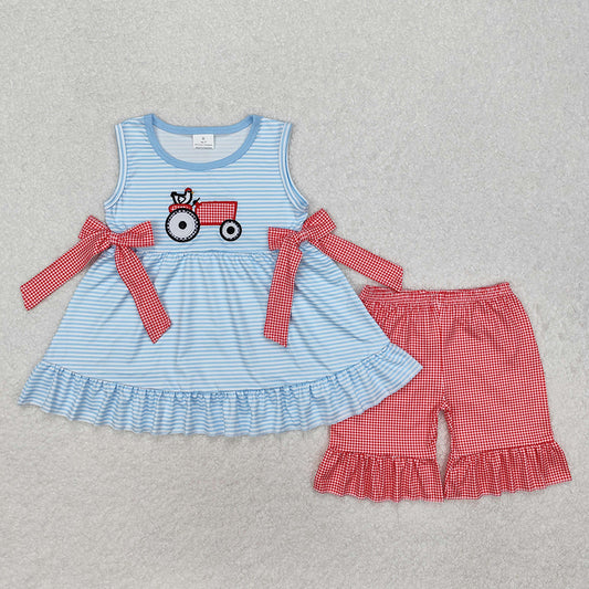Baby Girls Farm Chicken Bow Tunic Ruffle Shorts Clothes Sets
