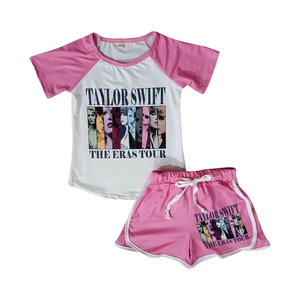 Baby Girls Pink Singer Tour Shirt Shorts Clothes Sets Preorder