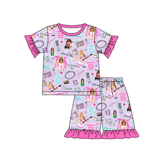 Baby Girls Purple 1989 Singer Shirt Shorts Pajamas Clothes Sets Preorder