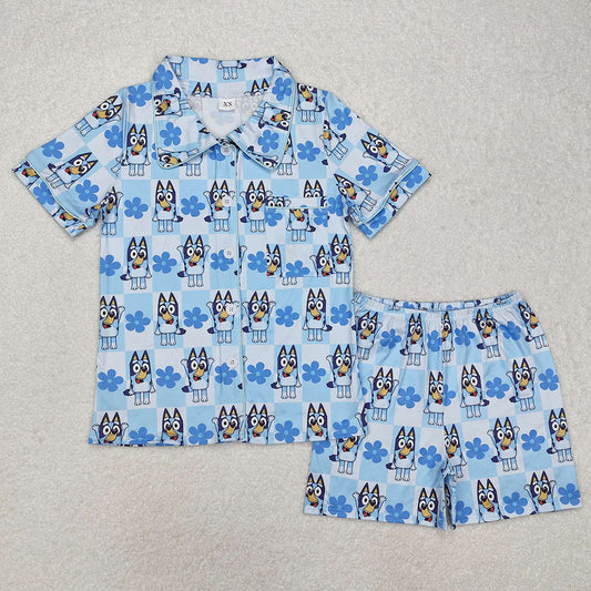 Mommy and Me Women Baby Girls Dogs Checkered Flowers Buttons Pajamas