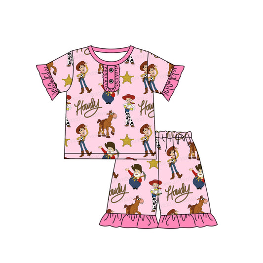 Baby Girls Howdy Toy Pink Shirts Shorts Pajamas Clothes Sets Preorder