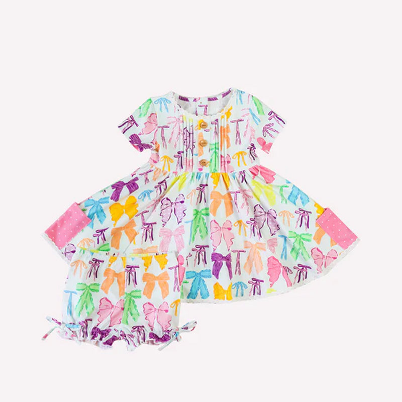 Baby girls Colorful Bows Tunic Bow Shorts Clothes Sets preorder