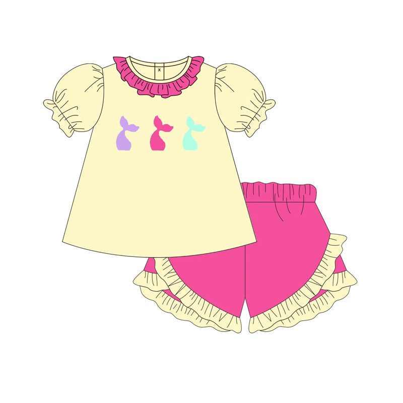 Baby Girls Mermaid Tails Tunic Ruffle Shorts Clothes Sets Preorder
