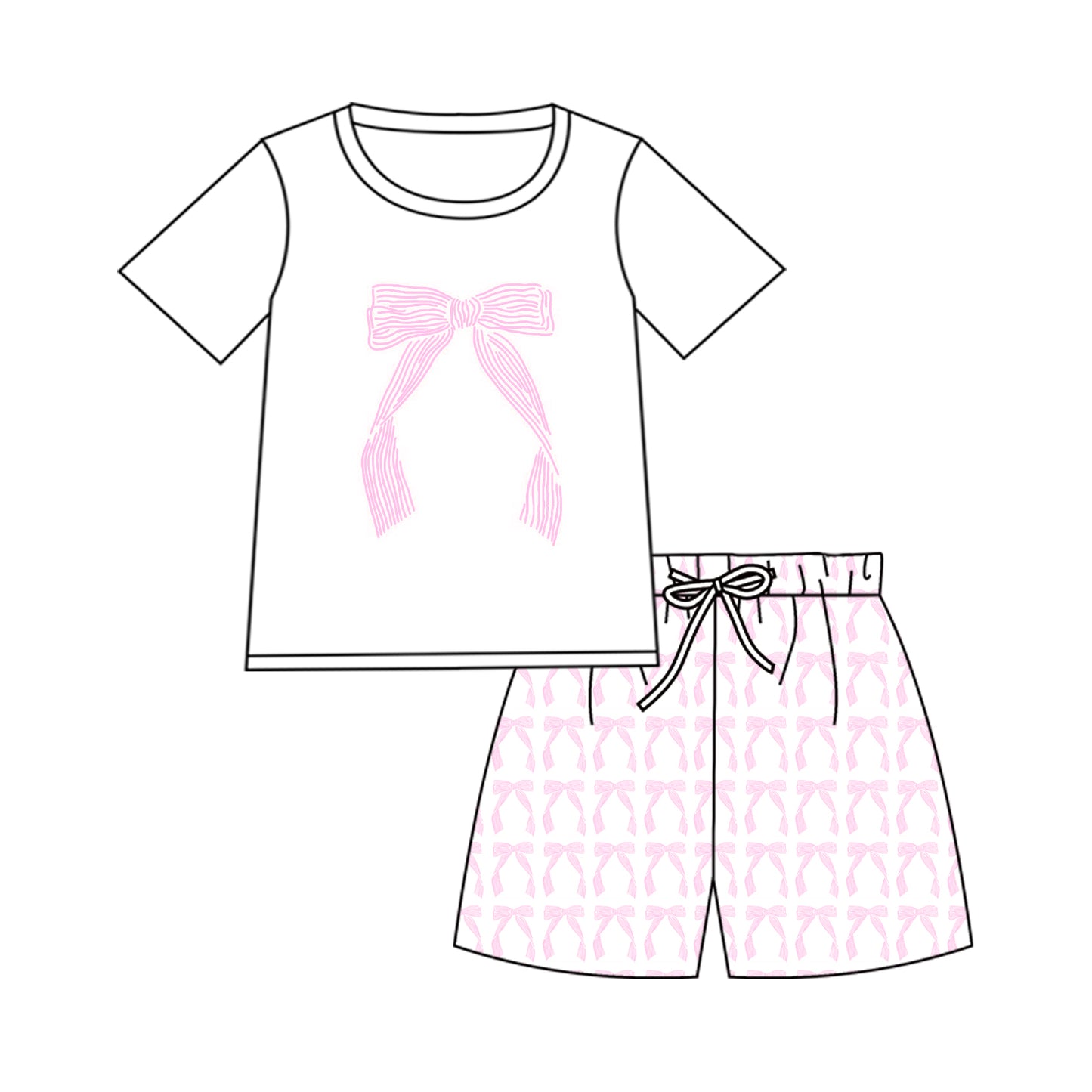 Adult Women Pink Bows Tops Shorts Pajamas Preorder