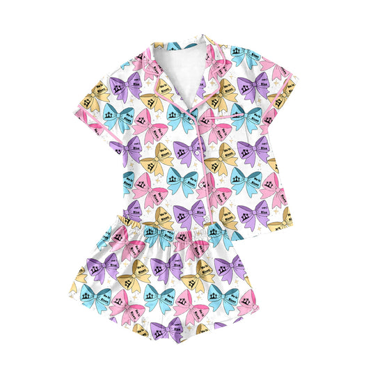 Adult Women Easter Bows Buttons Tops Shorts Pajamas Preorder