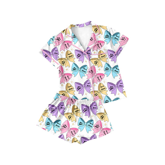 Baby Girls Easter Bows Buttons Shirt Shorts Pajamas Clothes Sets Preorder