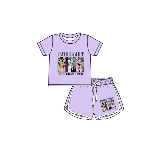 Baby Girls Singer Purple Tour Shirt Shorts Clothes Sets Preorder