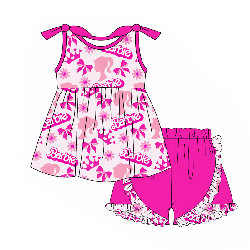 Baby Girls Doll Pink Tunic Ruffle Shorts Clothes Sets Preorder