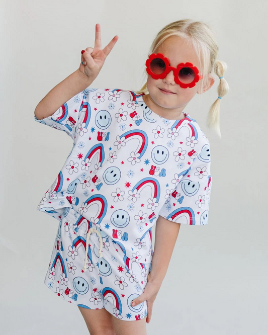 Baby Girls 4th Of July Rainbow USA Shirts Shorts Clothes Sets Preorder