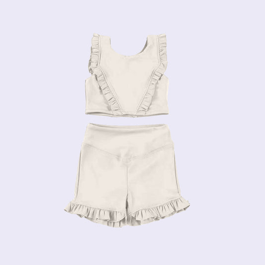 Baby Girls White Yoga Vest Short Active Wear Clothes Sets Preorder