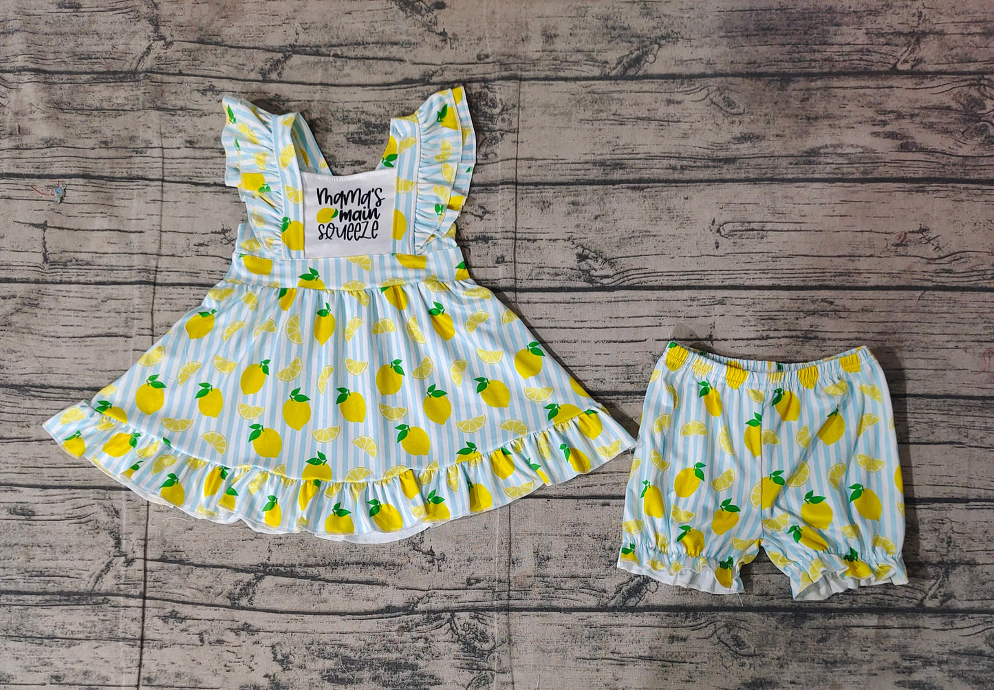 Baby Girls Mama's Main Squeeze Tunic Lemon Shorts Sets