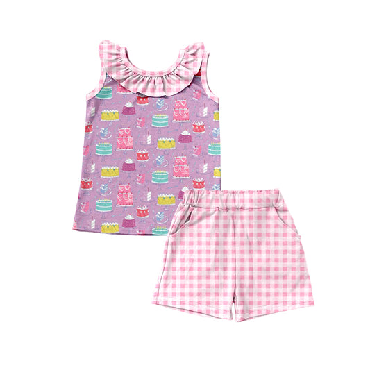 Baby Girls Birthday Sleeveless Shirt Pocket Shorts Clothes Sets Preorder