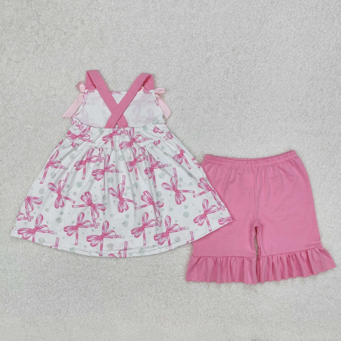 Sibling Baby Girls Straps Floral Tunic Ruffle Shorts Summer Clothes Sets