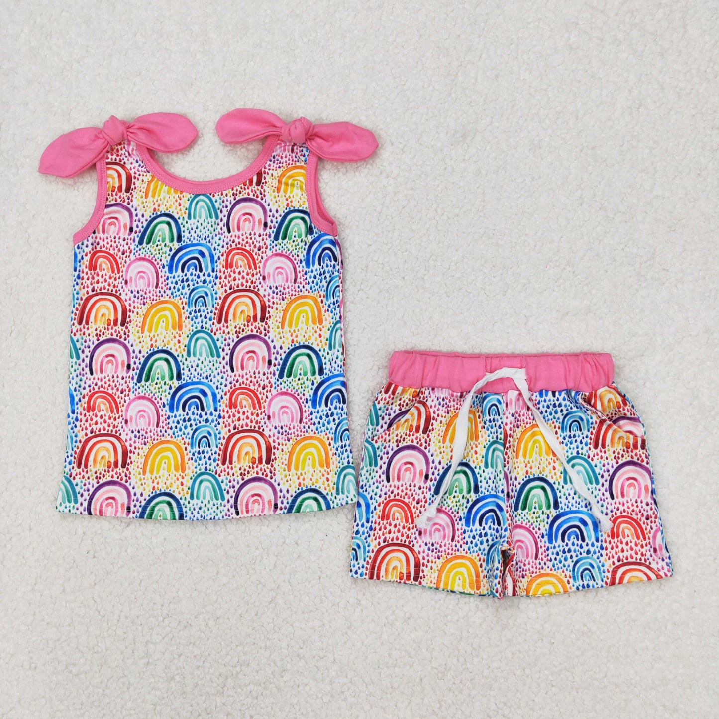 Baby Girls Colorful Rainbows Top Shorts Clothes Sets