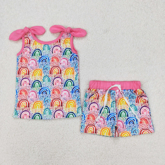 Baby Girls Colorful Rainbows Top Shorts Clothes Sets