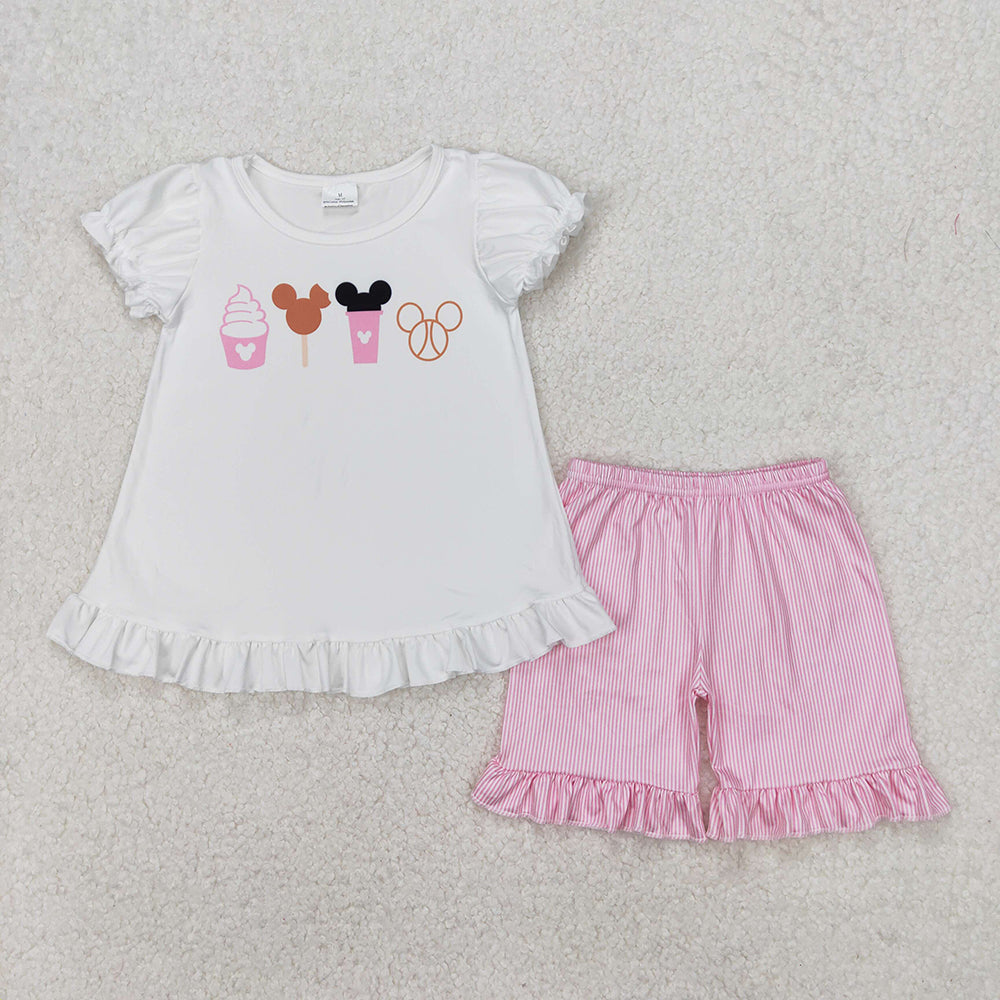 Baby Girls Snacks Short Sleeve Top Ruffle Shorts Clothes Sets