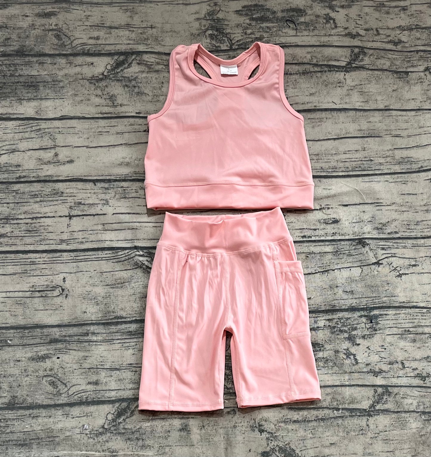Baby Girls Pink Vest Top Sports Shorts Clothes Sets