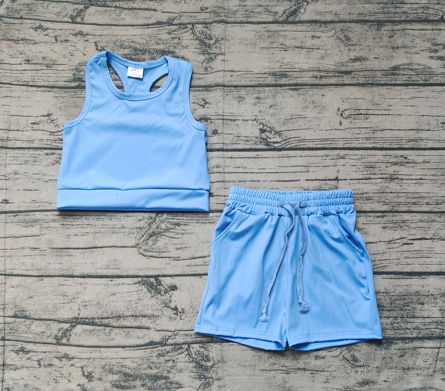 Baby Girls Blue Vest Top Yoga Sports Shorts Clothes Sets