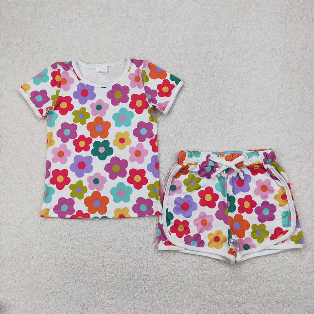 Baby Girls Colorful Flowers Top Shorts Clothes Sets
